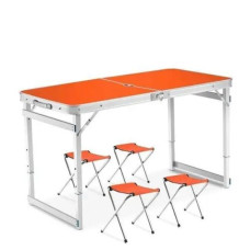 Стол для пикника усиленный 120 х 60 см с 4 стульями Folding Table оранжевый